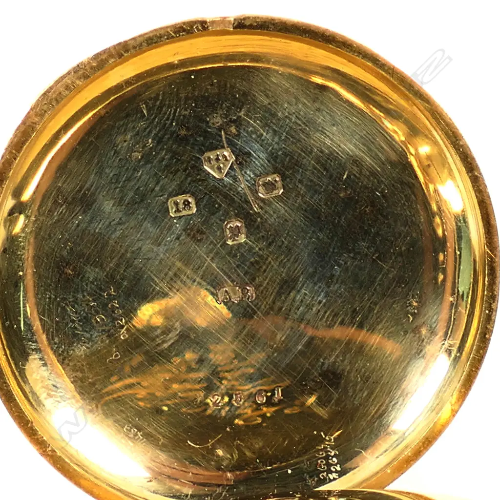 A 19thC 18ct gold cased open face pocket watch Image 1++
