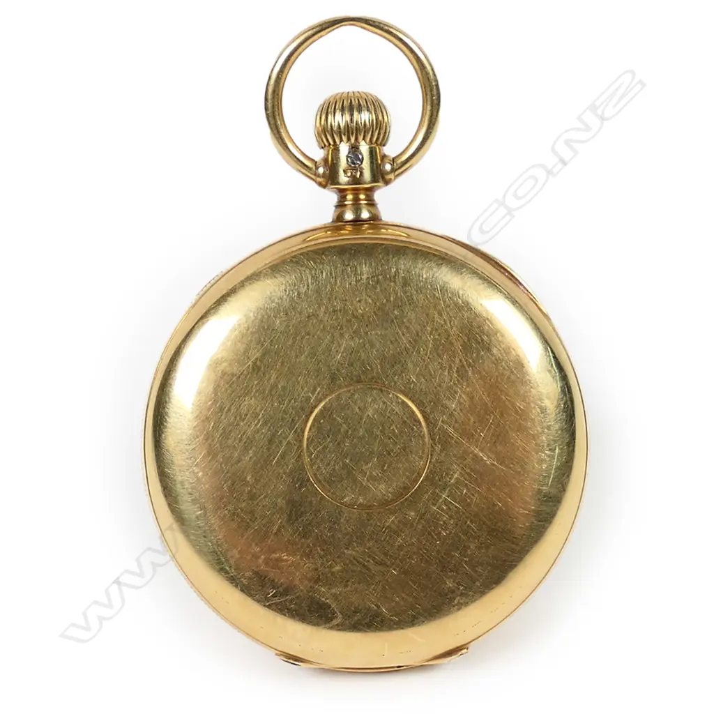 A 19thC 18ct gold cased open face pocket watch Image 1++