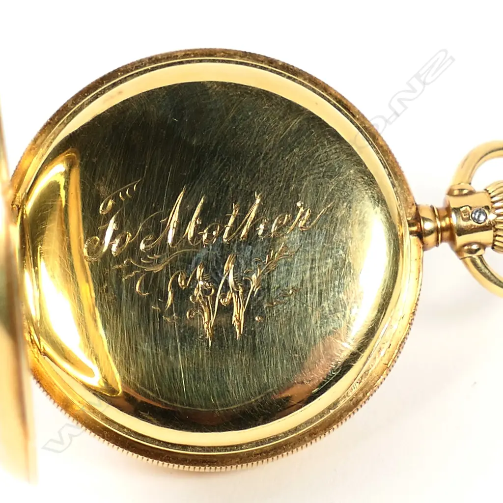 A 19thC 18ct gold cased open face pocket watch Image 1++