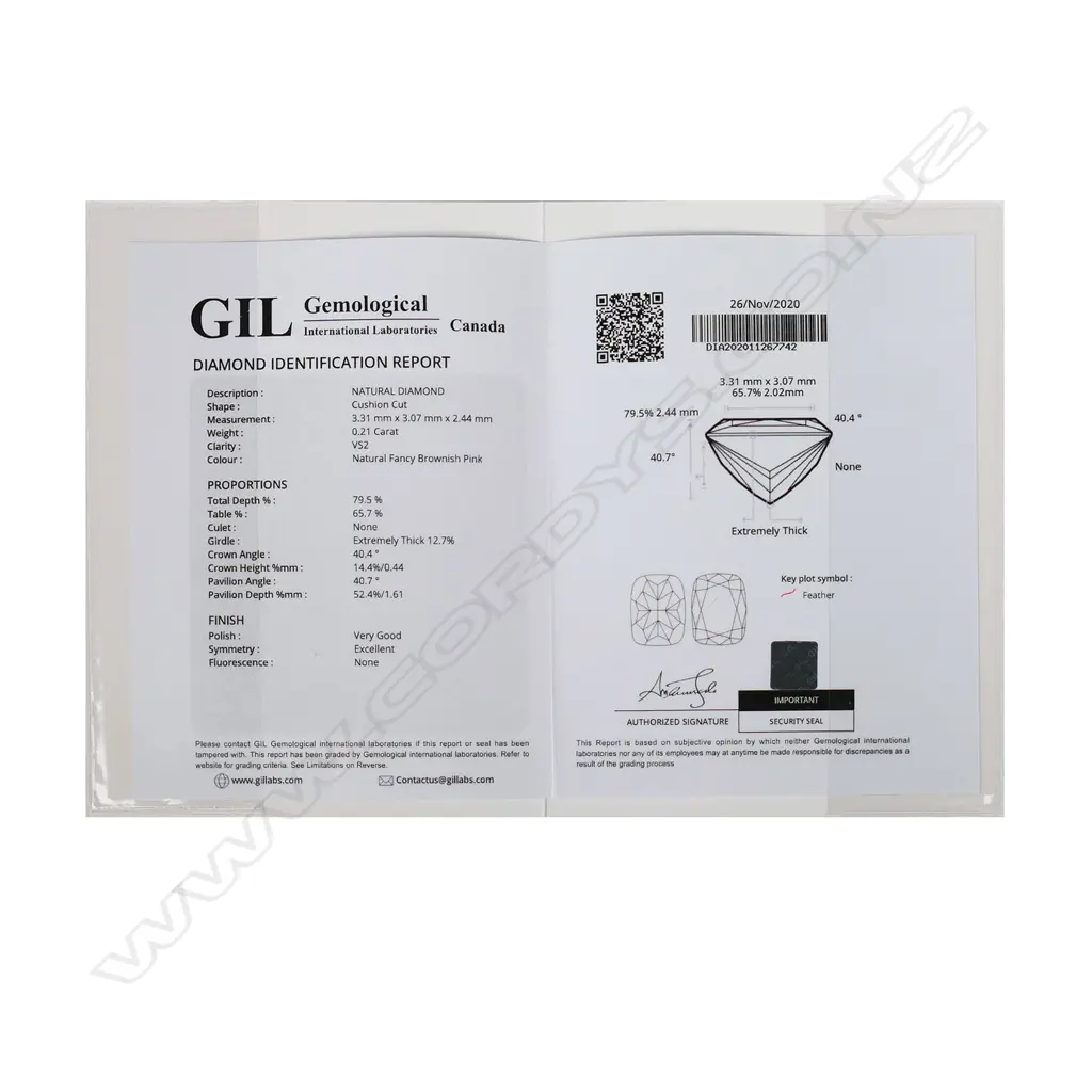 A 0.21ct natural fancy pink diamond Image 1++