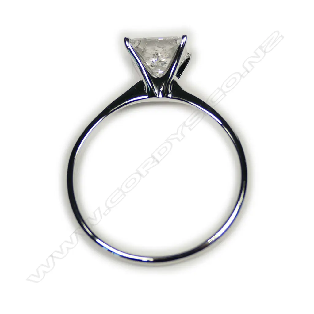 A 14ct white gold diamond solitaire ring Image 1++