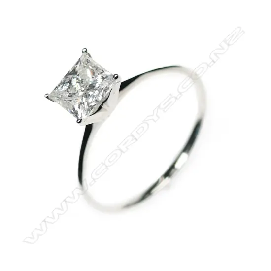 A 14ct white gold diamond solitaire ring