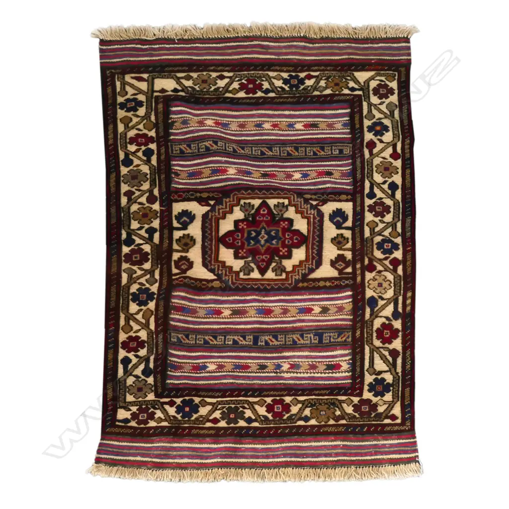 A Persian Berjusta mixed weave rug with pile and kilim Image 1++