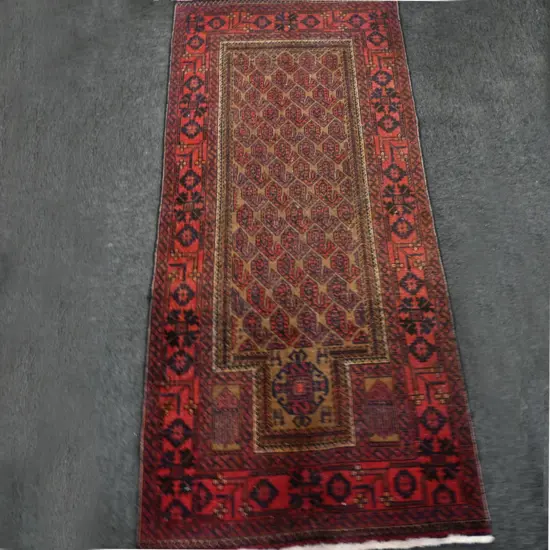 A hand knotted Baluchi prayer rug