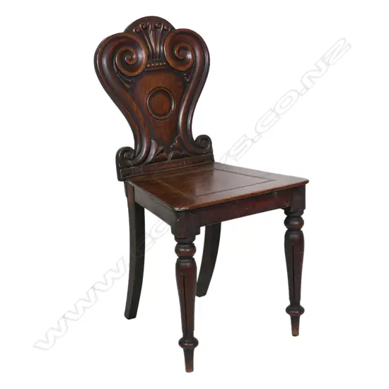 A William IV small mahogany hall chair