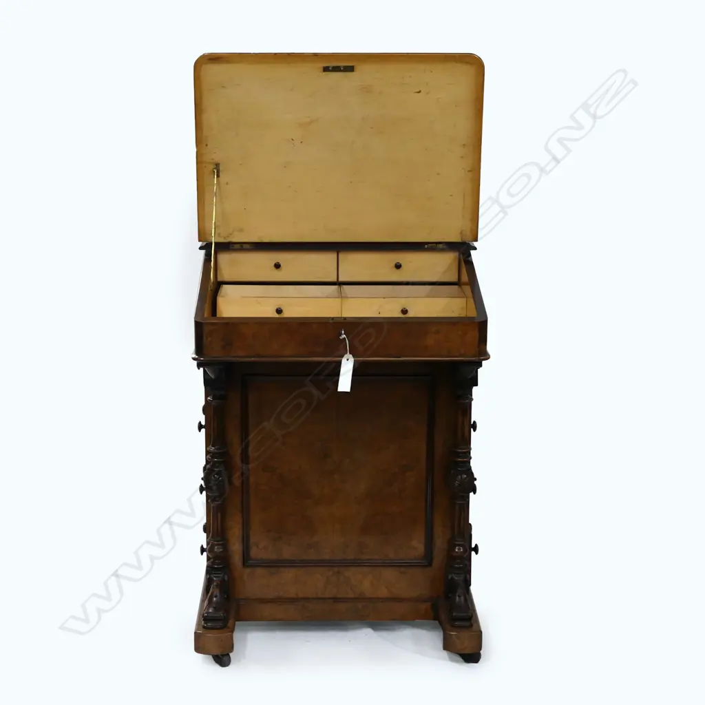 A Victorian walnut davenport Image 1++