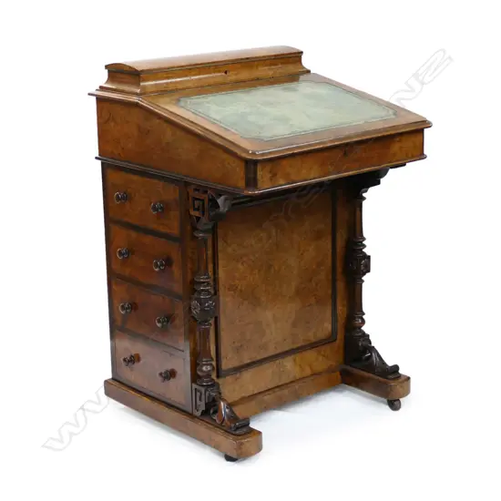 A Victorian walnut davenport