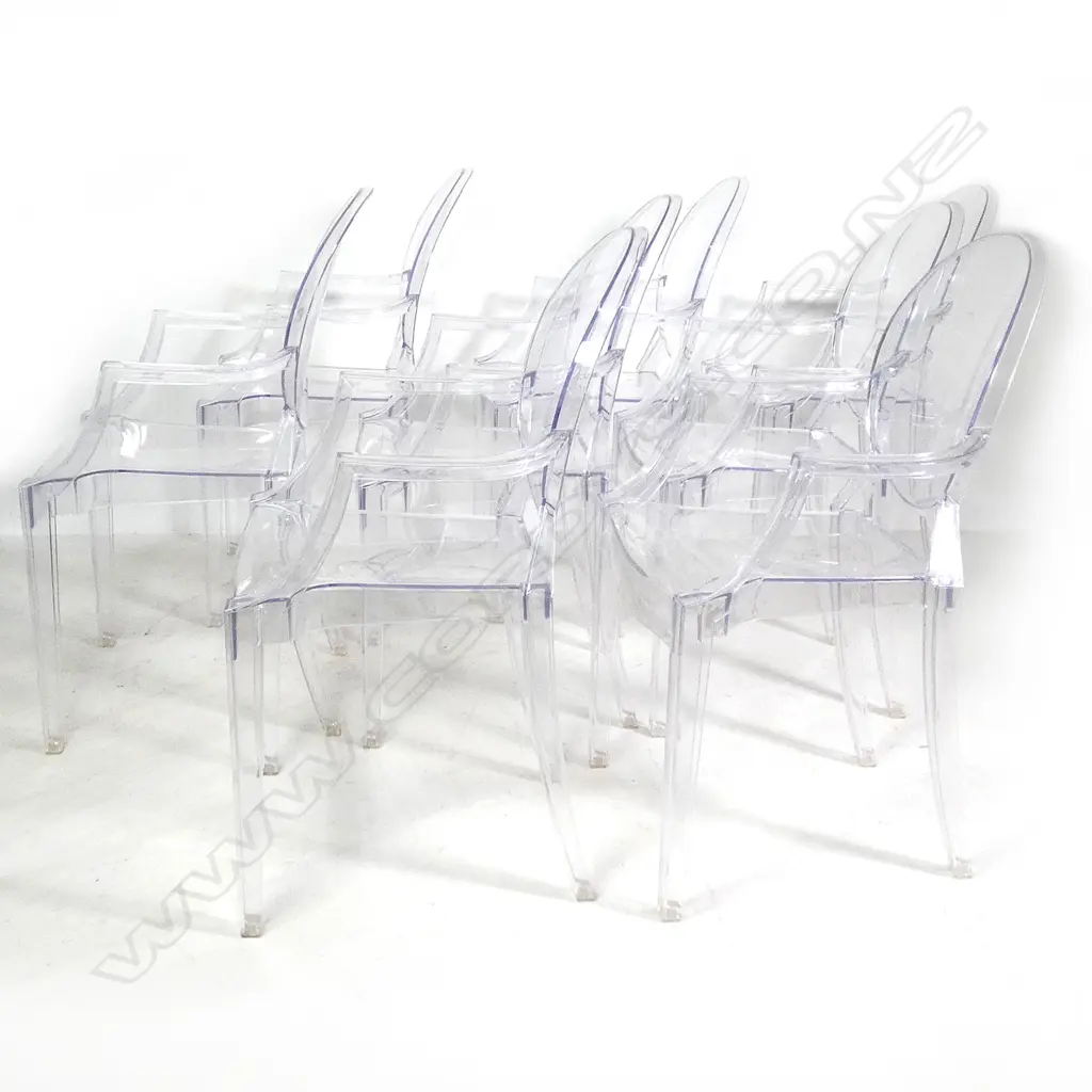 A set of eight Philippe Starck style 'Louis Ghost' chairs Image 1++