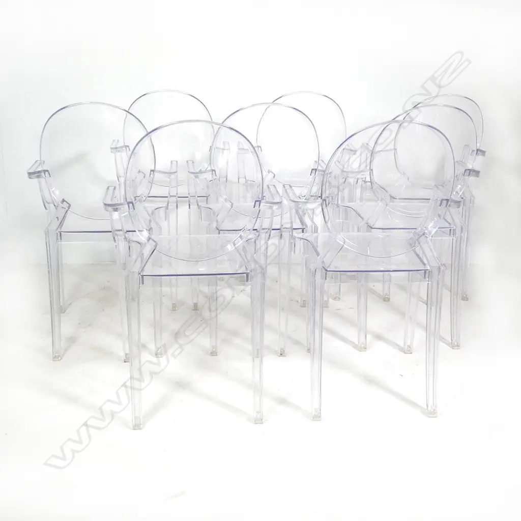 A set of eight Philippe Starck style 'Louis Ghost' chairs Image 1++