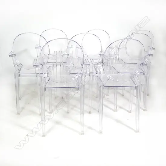 A set of eight Philippe Starck style 'Louis Ghost' chairs