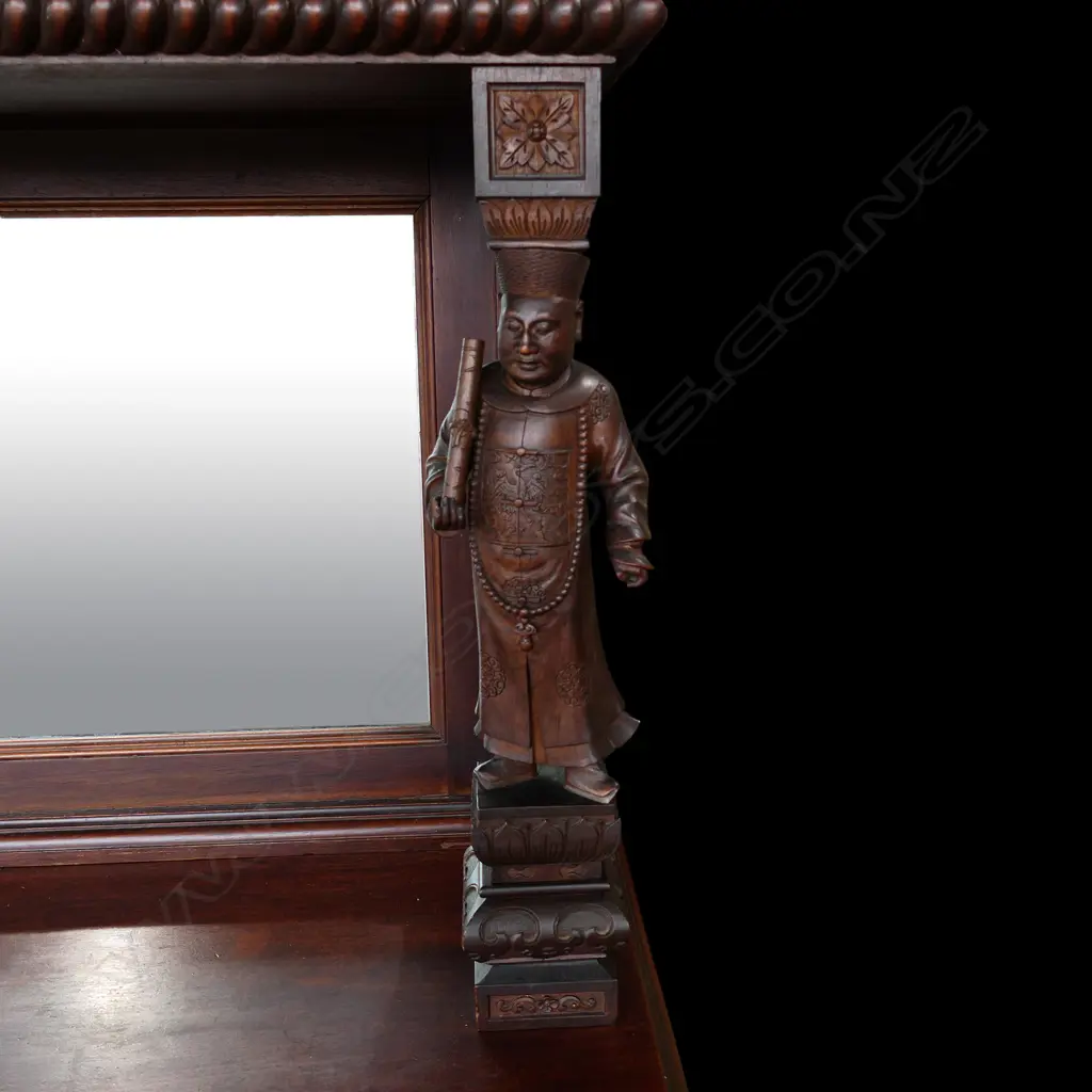 An impressive Chinese teak small mirror-back sideboard Image 1++