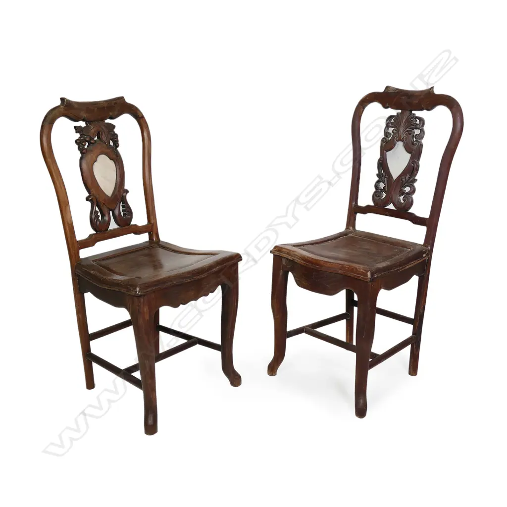 Two old Chinese carved rosewood side chairs Image 1++