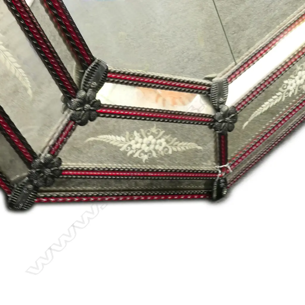 A large Venetian glass cushion mirror Image 1++