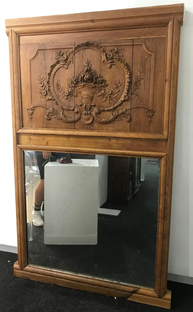 A large oak framed trumeau mirror Image 1++