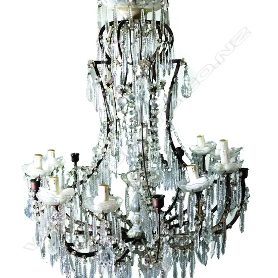 An antique crystal chandelier