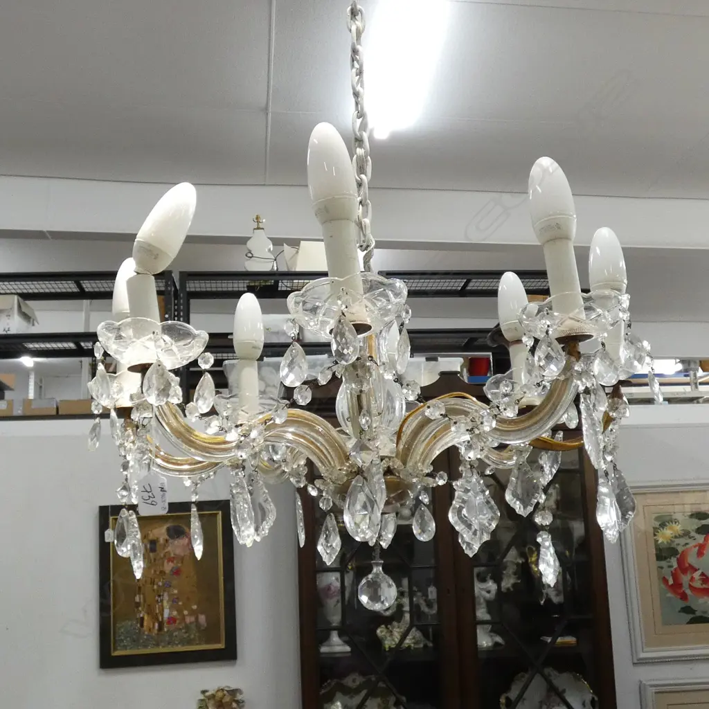 A seven branch crystal chandelier Image 1++