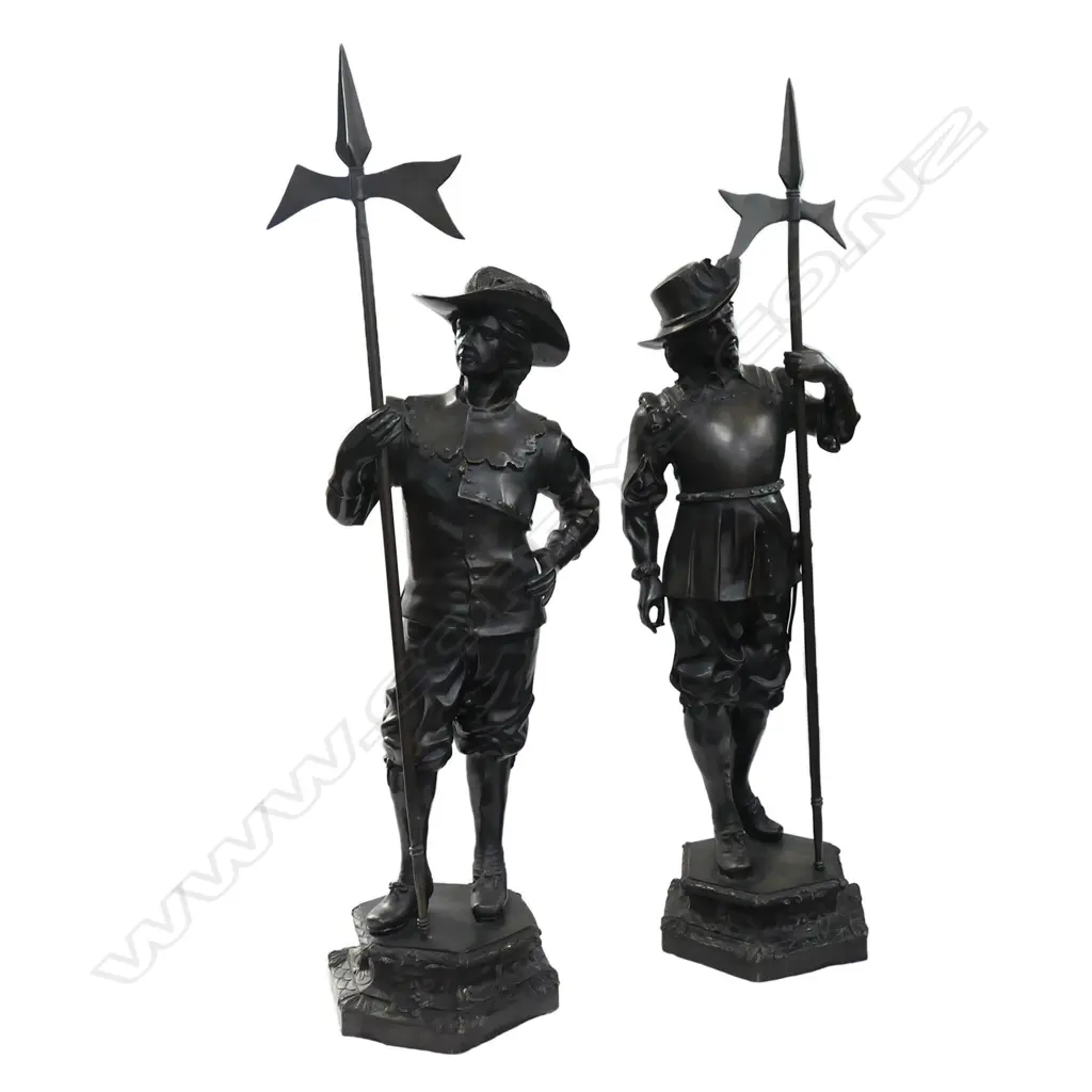 A pair of early 20thC bronze figures of cavaliers Image 1++
