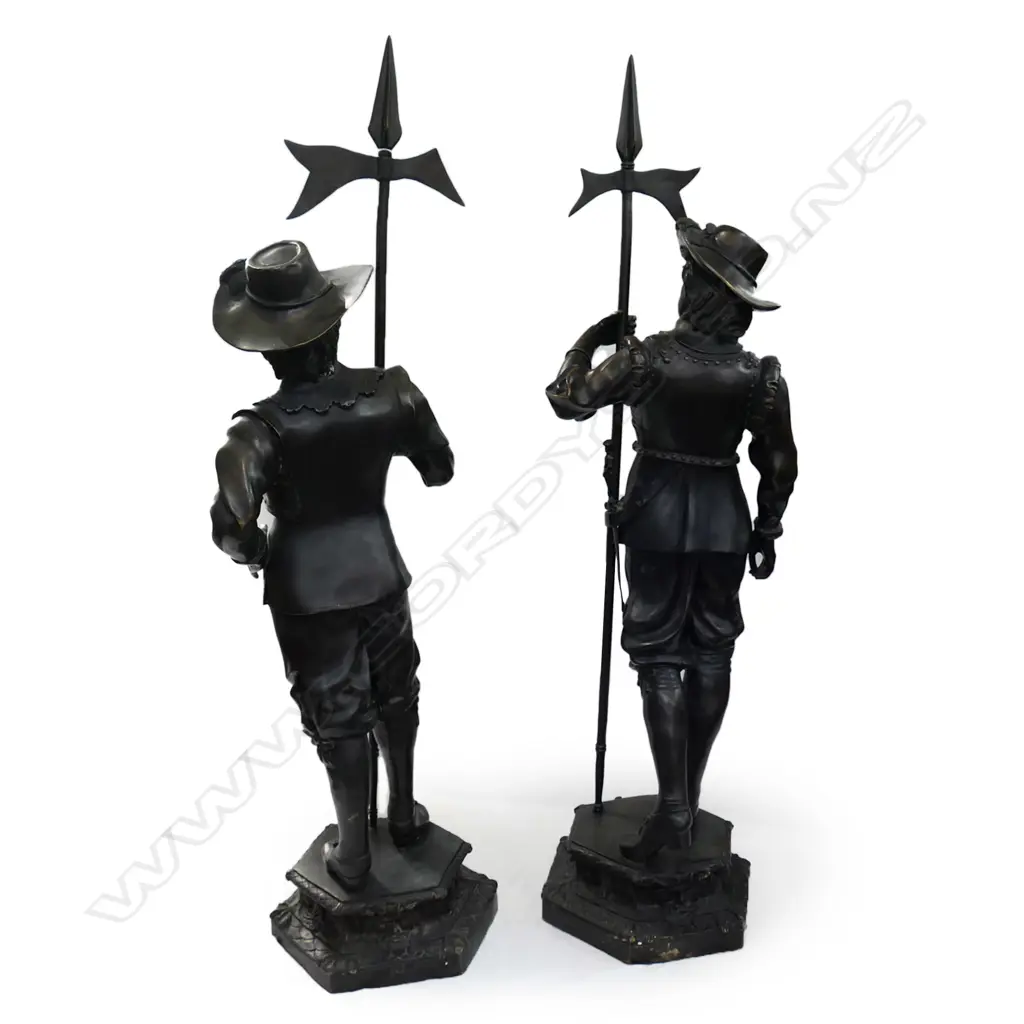 A pair of early 20thC bronze figures of cavaliers Image 1++