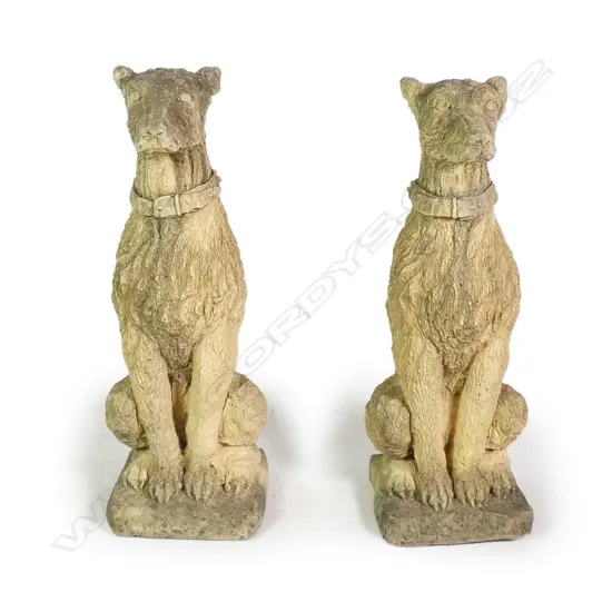 A pair of church stone deer hounds