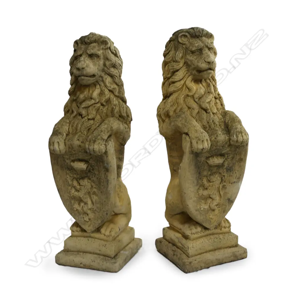 A pair of classical church stone seated ‘Westcott Lions’ Image 1++