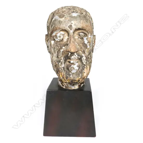 A Filipino Christian carved wood bust of a saint