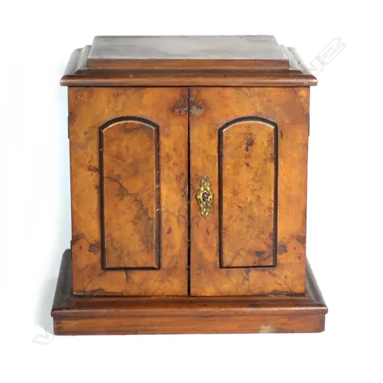 A Victorian figured walnut small collector's cabinet