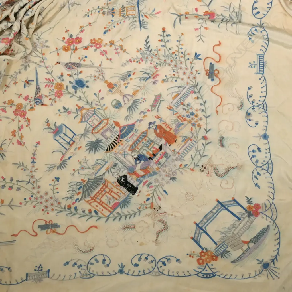 A 19thC Canton silk shawl Image 1++