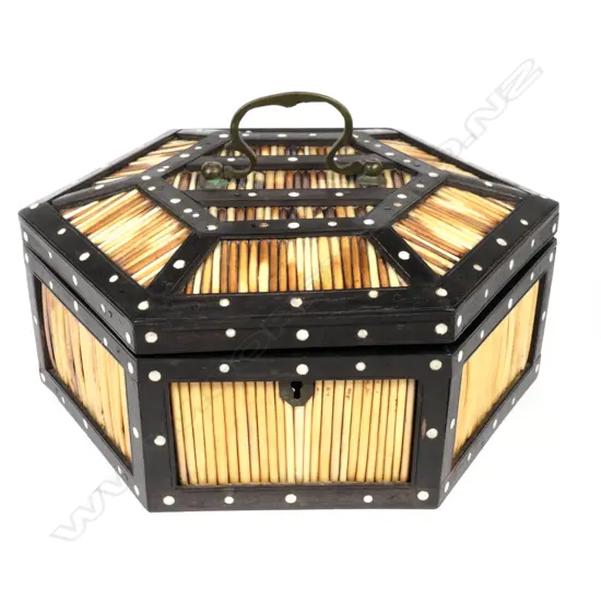 A late 19thC Ceylonese porcupine quill box