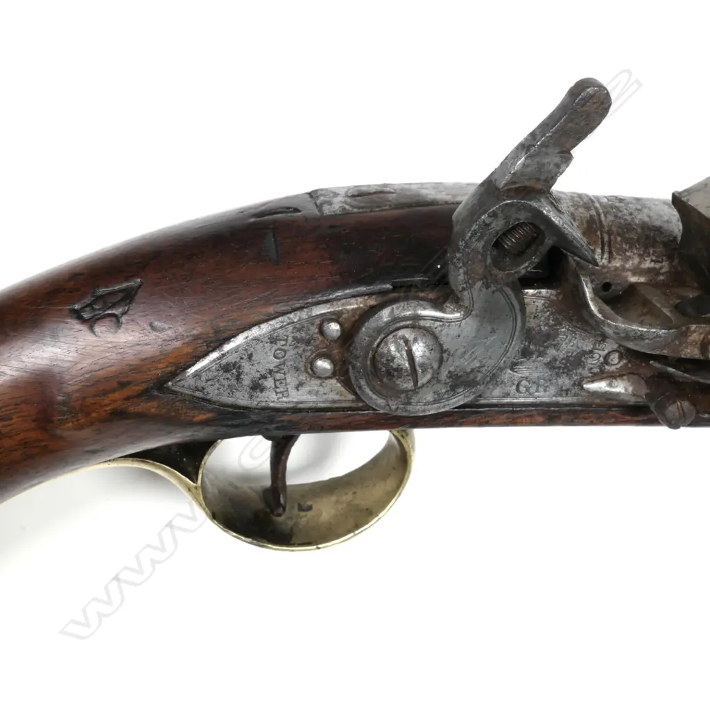 An early 19thC British sea service pattern 1801 flintlock pistol Image 1++