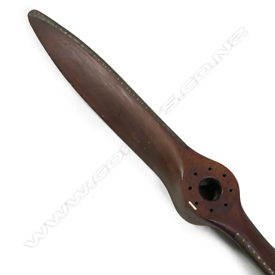 A vintage wooden Cheetah X propeller from an Airspeed Oxford