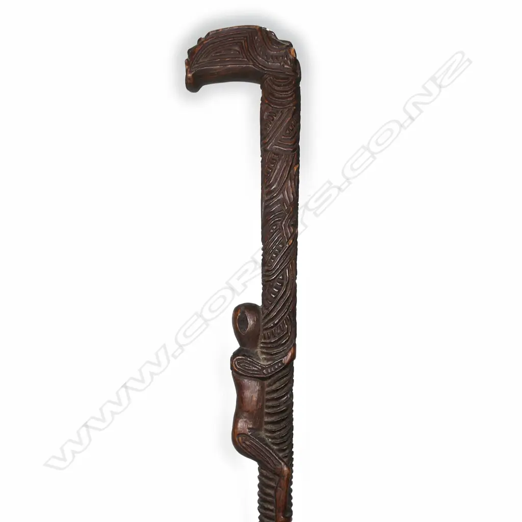 A late 19thC Maori carved tokotoko (walking stick) Image 1++