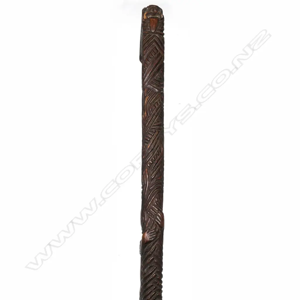A late 19thC Maori carved tokotoko (walking stick) Image 1++
