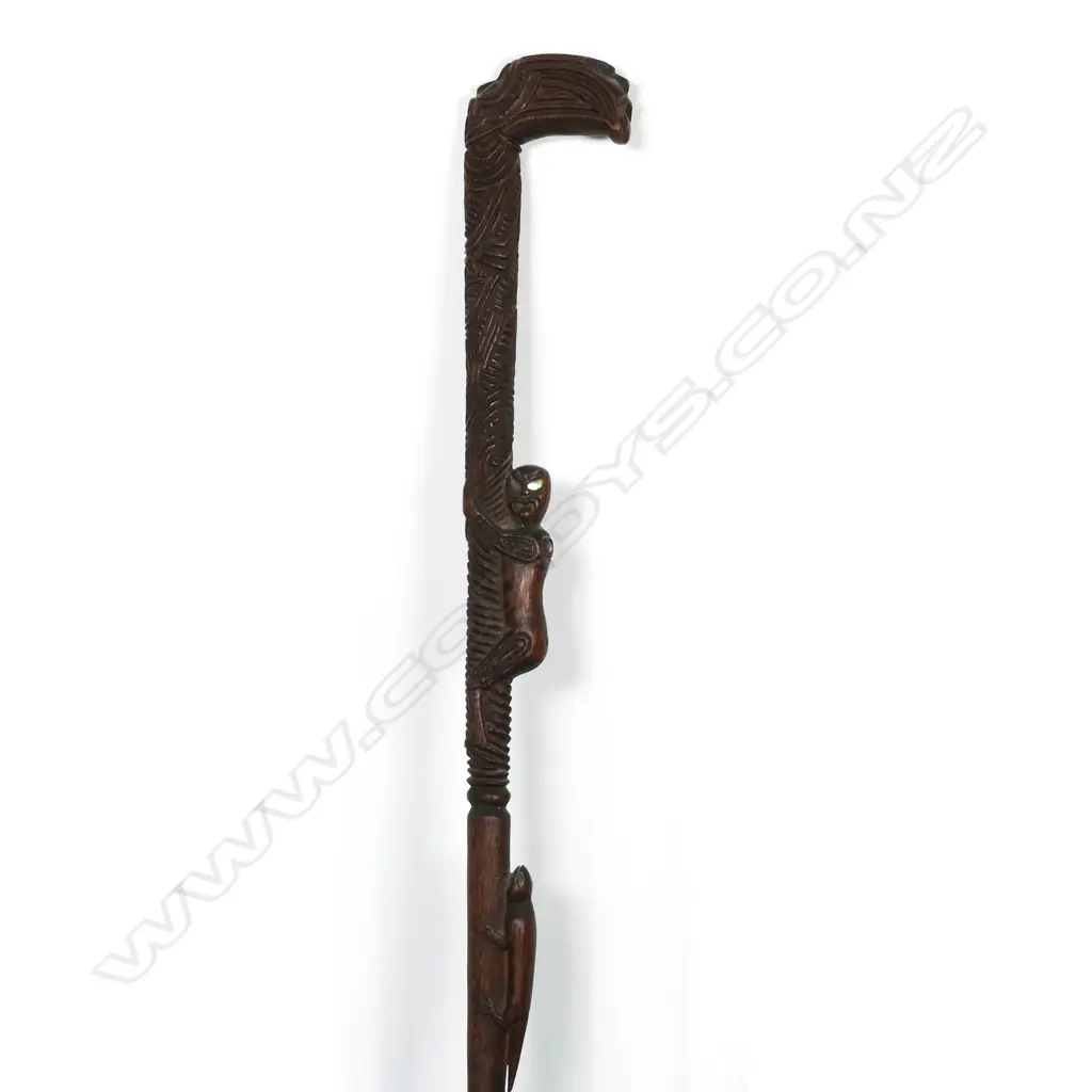 A late 19thC Maori carved tokotoko (walking stick) Image 1++