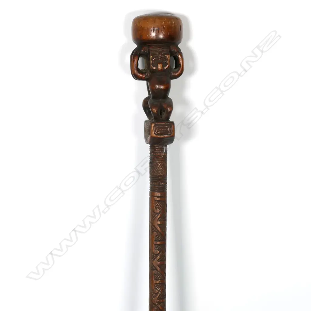 A c.1900 Maori carved tokotoko (walking stick) Image 1++