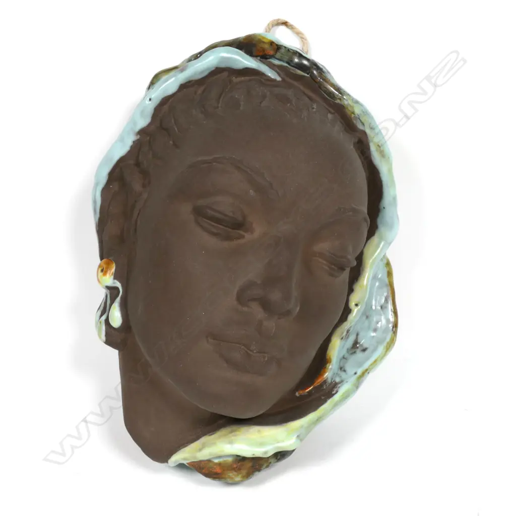 A vintage 1960s Karlsruher majolica wall mask Image 1++