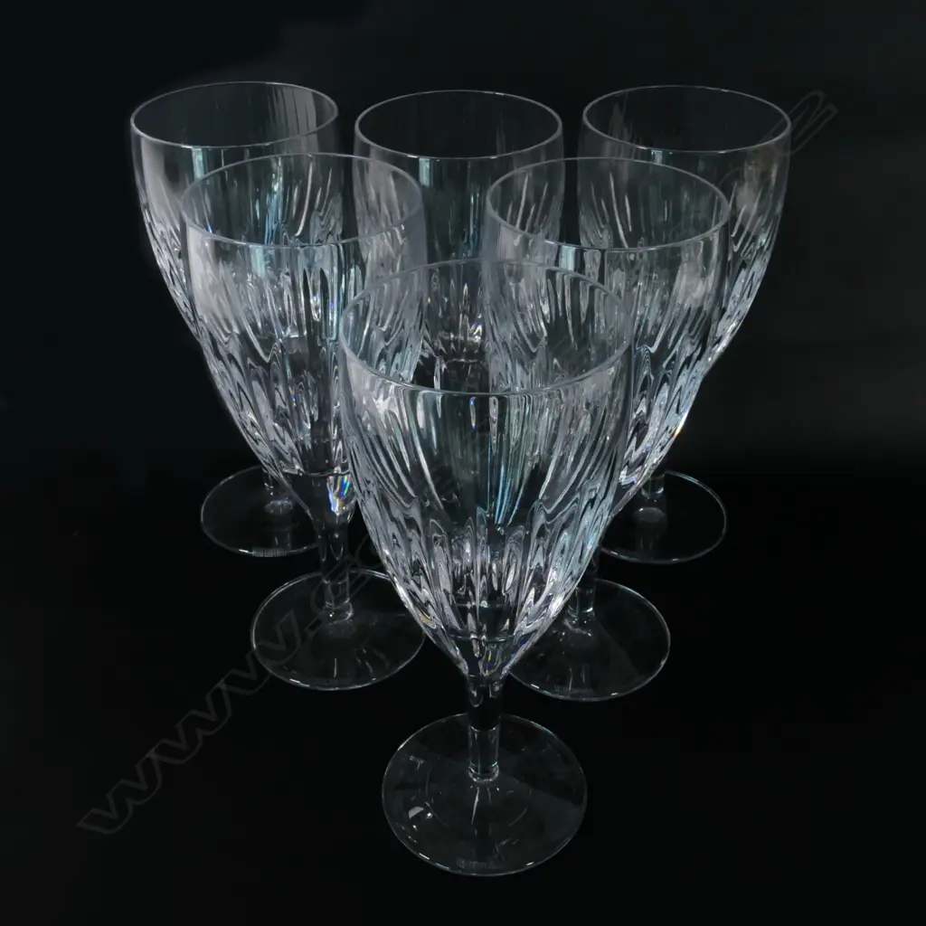 Set of six Waterford crystal tall-stemmed beverage glasses Image 1++