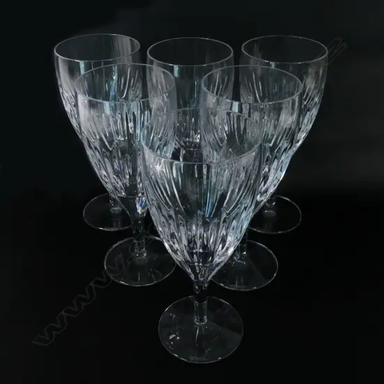 Set of six Waterford crystal tall-stemmed beverage glasses