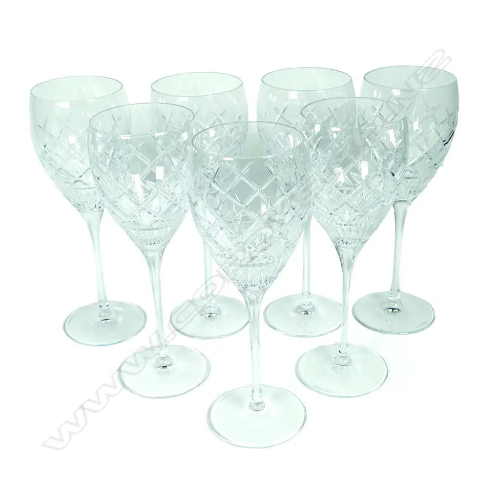 Set of eight Waterford crystal tall wine glasses Image 1++