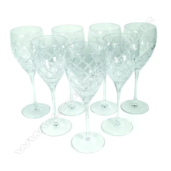 Set of eight Waterford crystal tall wine glasses
