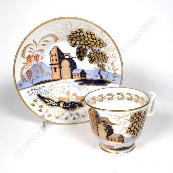 A Georgian coffee cup and deep saucer