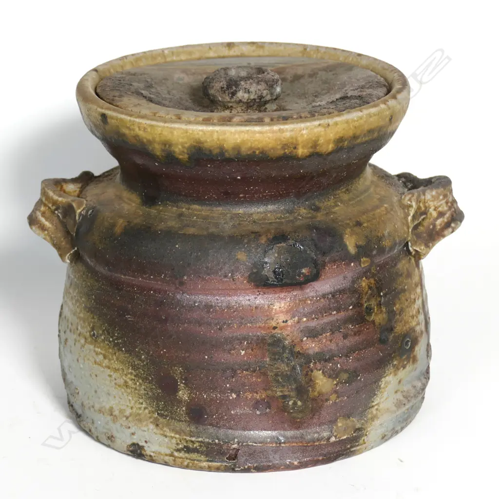 A Japanese Bizen studio pottery lidded pot/water vessel Image 1++