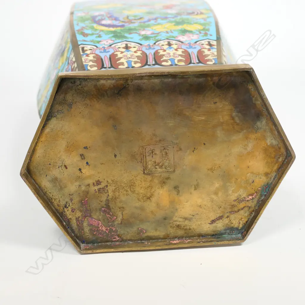 A large old Chinese bronze and cloisonne vase Image 1++