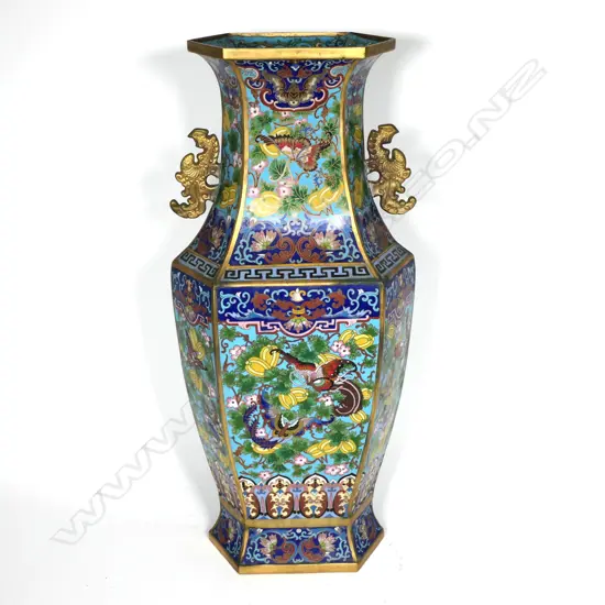 A large old Chinese bronze and cloisonne vase