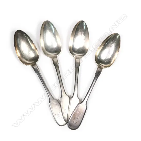 Four Russian silver serving spoons