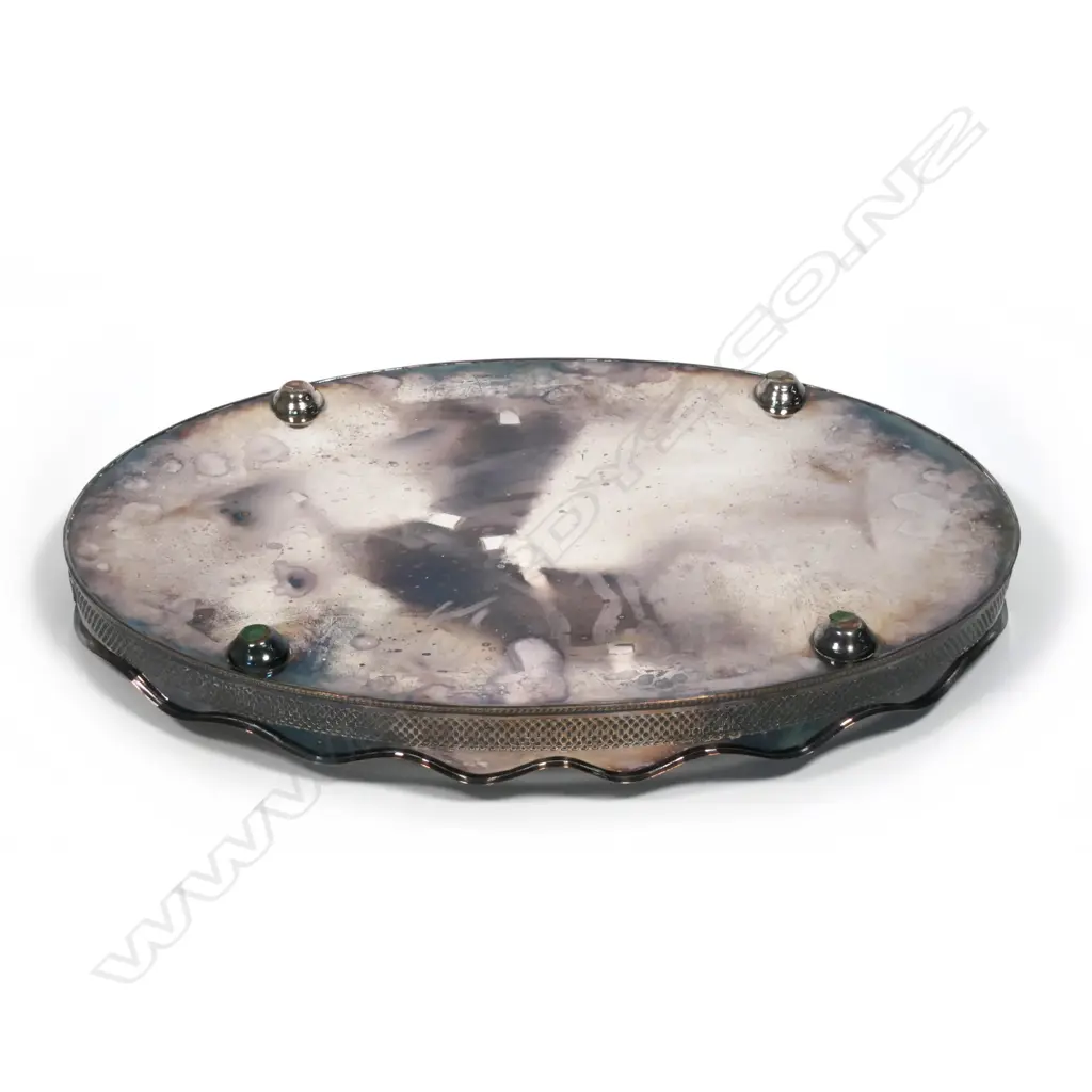 A large silver on copper early 20thC banquet tray Image 1++