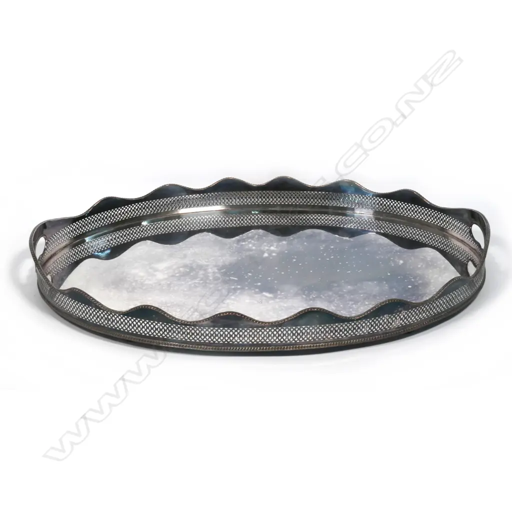 A large silver on copper early 20thC banquet tray Image 1++