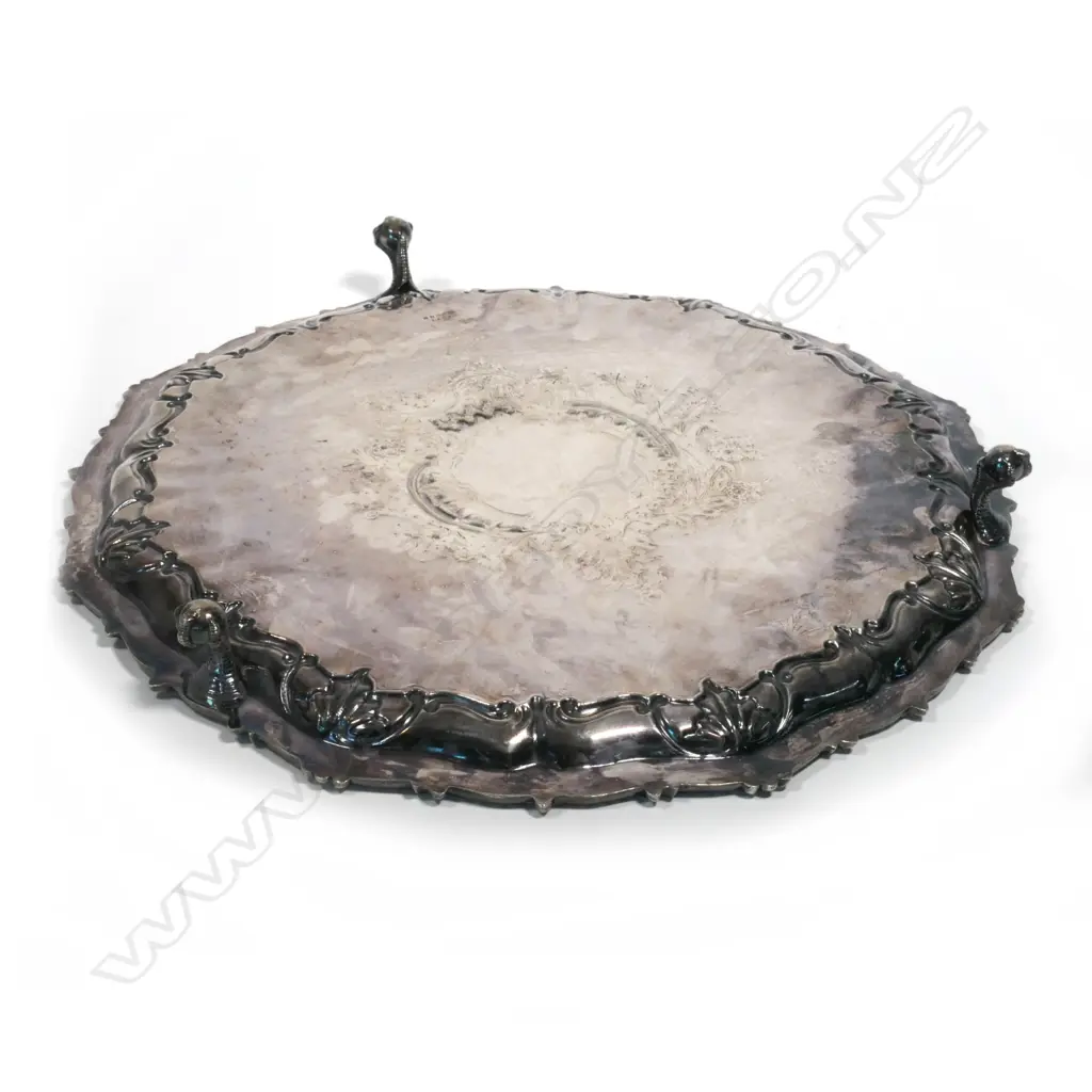 A late Victorian silver plate fancy banquet salver Image 1++