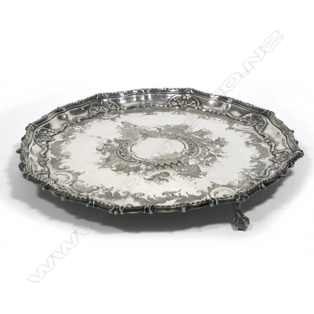 A late Victorian silver plate fancy banquet salver Image 1++
