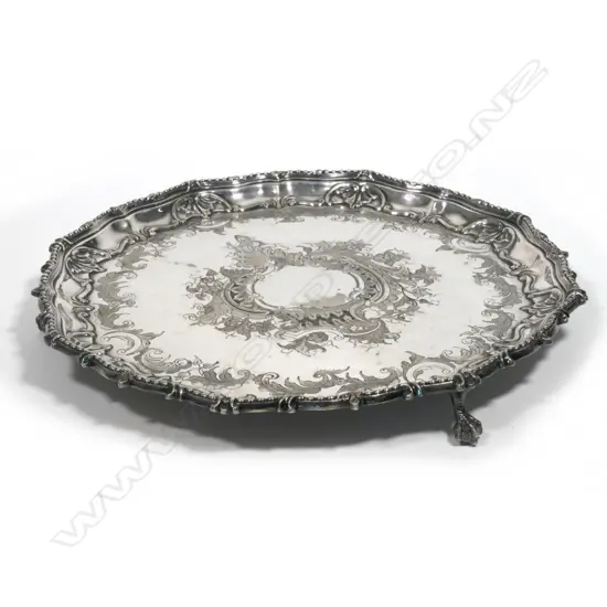 A late Victorian silver plate fancy banquet salver