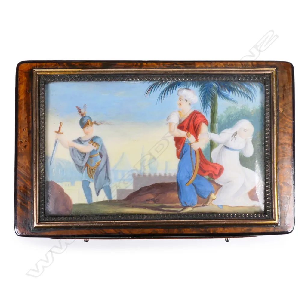 A 19thC fruitwood miniature music box Image 1++